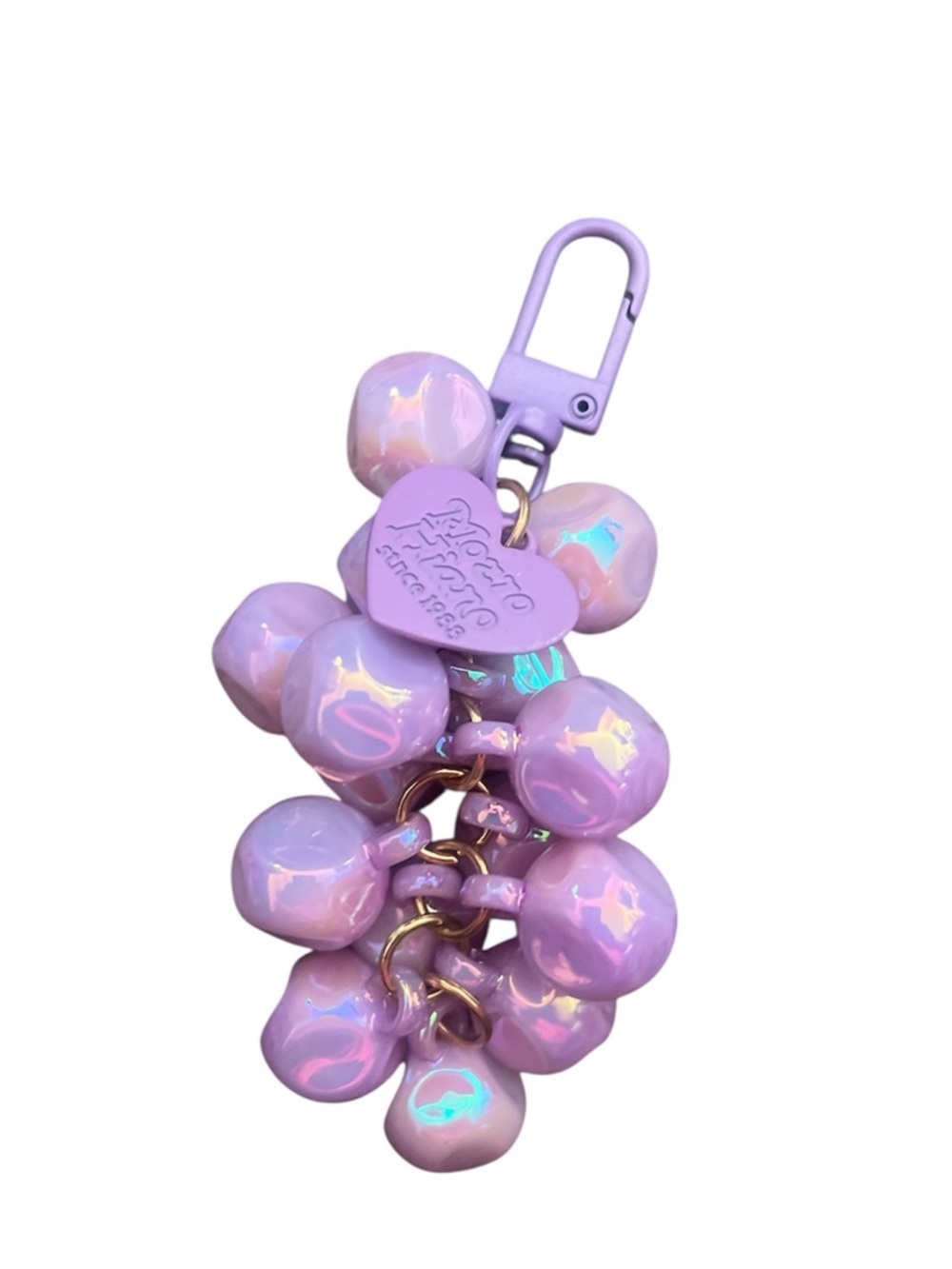 Iridescent Lilac Bubble Keychain with Heart Tag NIP